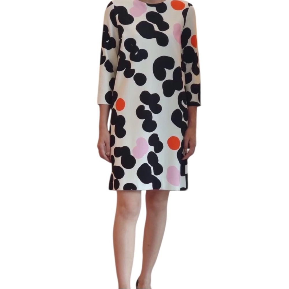 Marimekko Sini Dress in Poppari Abstract Black White Pink Above The Knee Medium